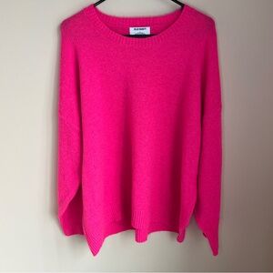 Old navy Richie hot pink wool blend crewneck recycled women’s large spandex